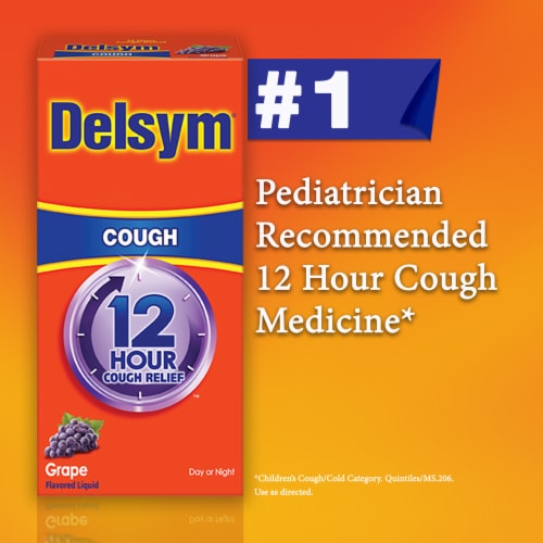 Delsym Adult Cough Grape Liquid Perspective: right
