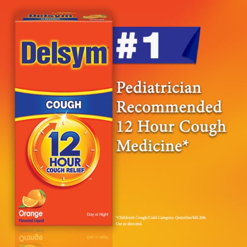 Delsym Adult Cough Orange Liquid Perspective: right
