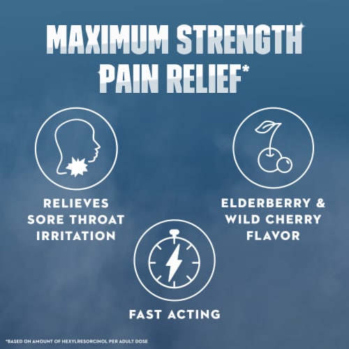 Mucinex InstaSoothe Sore Throat + Pain Relief Elderberry & Wild Cherry Medicated Drops Perspective: right
