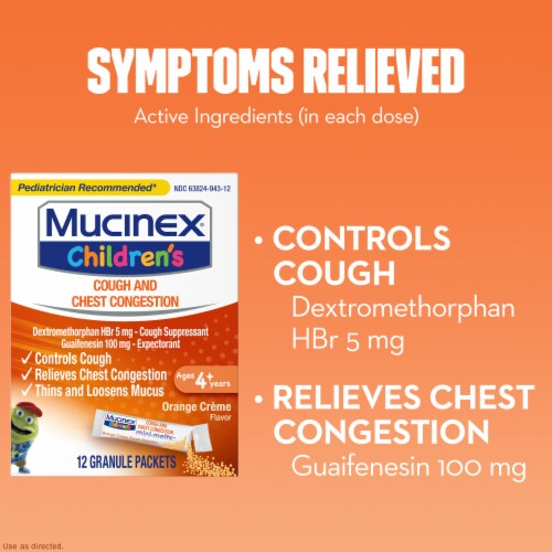 Mucinex Children's Cough & Chest Congestion Orange Creme Mini-Melts Perspective: right