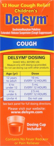 Delsym Orange Flavored 12 Hour Relief Cough Suppressant Perspective: right