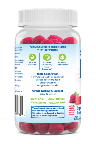 Slow Mag® Mg® Magnesium Citrate Muscle Health + Recovery Gummies Perspective: right