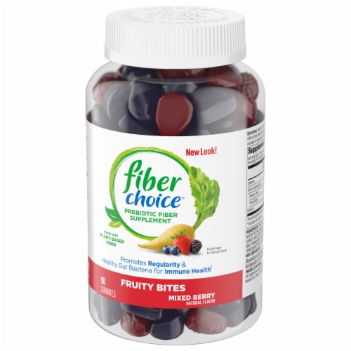 Fiber Choice® Fruity Bites Mixed Berry Gummy PreBiotic Fiber Supplement Perspective: right