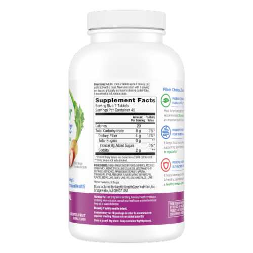 Fiber Choice® Assorted Fruit Flavors Daily Prebiotic Fiber Chewable Tablets Perspective: right