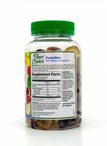 Fiber Choice Fruity Bites Prebiotic Fiber Supplement Gummies Perspective: right