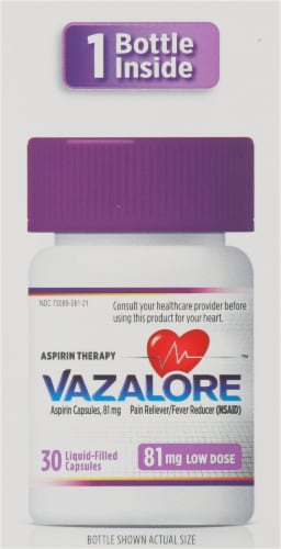 Vazalore™ Liquid-Filled Aspirin Capsules Perspective: right