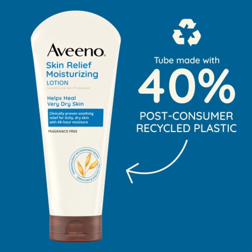 Aveeno Skin Relief Moisturizing Body Lotion Fragrance-Free for Very Dry Skin + Soothing Triple Oat Perspective: right