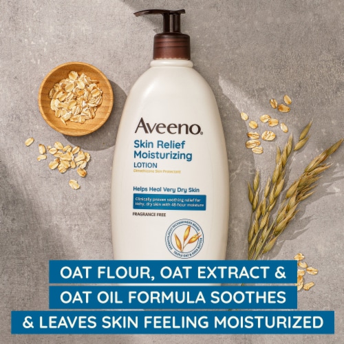 Aveeno Skin Relief Moisturizing Body Lotion Fragrance-Free for Very Dry Skin Perspective: right