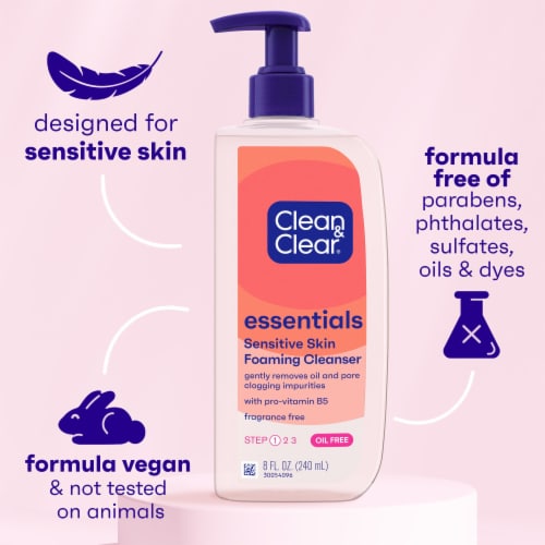 Clean & Clear Essentials Oil-Free Foaming Face Wash Fragrance-Free Removes Oil Perspective: right