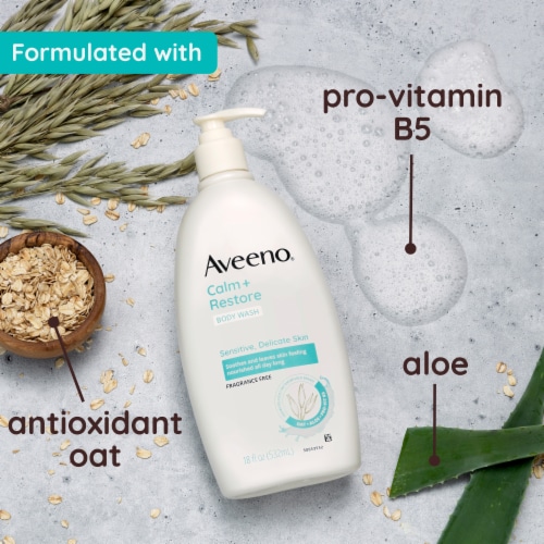 Aveeno Calm + Restore Daily Body Wash Body Wash Sensitive & Dry Skin Perspective: right