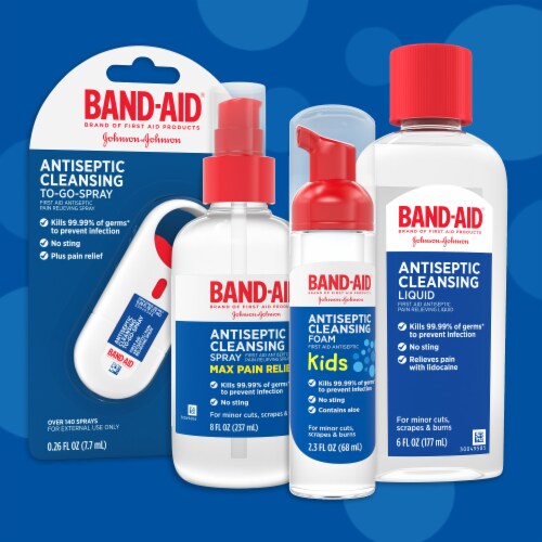 BAND-AID Brand Pain Relieving Antiseptic Cleansing Spray Perspective: right