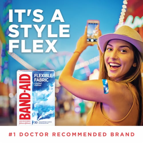 BAND-AID Brand Flexible Fabric Limited Edition Water Color Assorted Sizes Adhesive Bandages Perspective: right