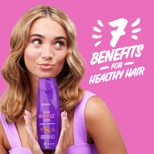 Aussie Total Miracle Shampoo with Apricot and Macadamia Oil Paraben Free for Dry Damaged Hair Perspective: right