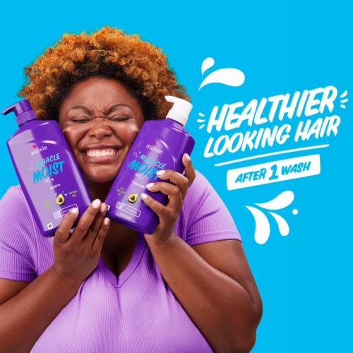 Aussie Miracle Moist Shampoo with Avocado Oil Paraben Free Perspective: right
