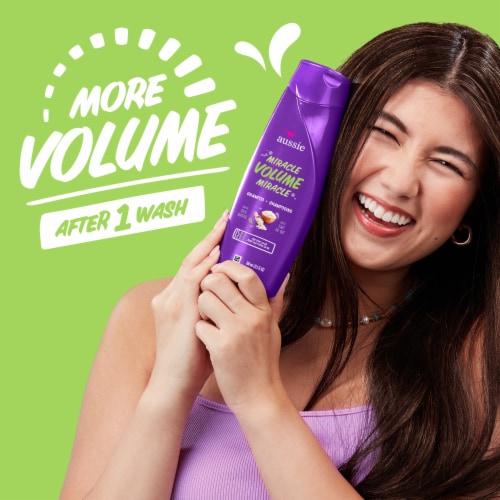 Aussie Miracle Paraben-Free with Plum & Bamboo Volume Shampoo Perspective: right