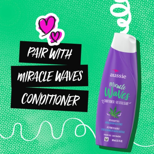 Aussie Miracle Waves Anti-Frizz Hemp Paraben-Free Shampoo Perspective: right