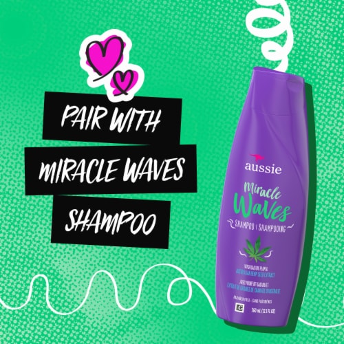 Aussie Miracle Waves Anti-Frizz Hemp Paraben-Free Conditioner Perspective: right