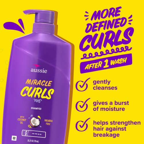 Aussie Miracle Curls Shampoo and Conditioner Set with Coconut Oil Paraben Free Perspective: right