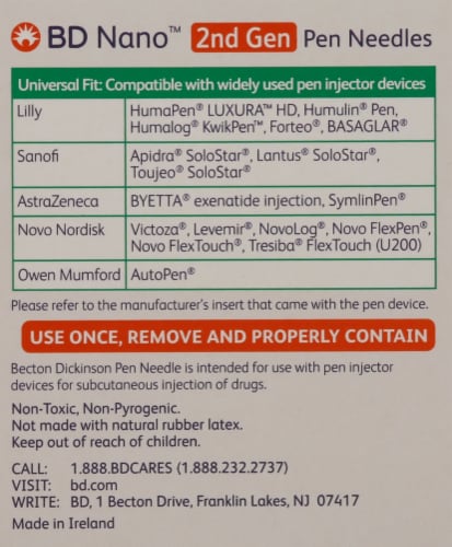 BD Nano™ 2nd Gen 32G Sterile Single Use Pen Needles Perspective: right