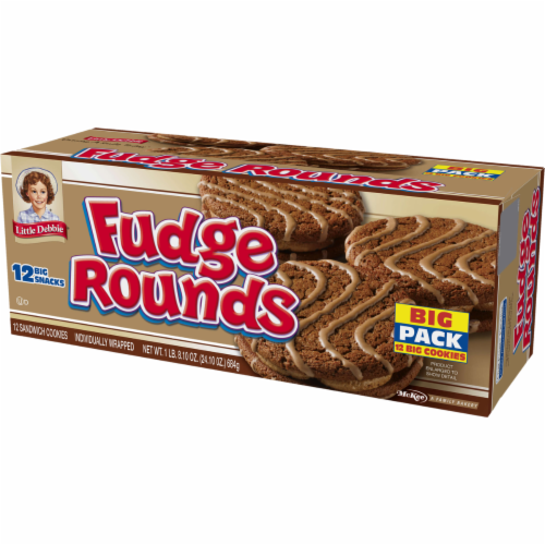 Little Debbie Fudge Rounds Big Pack, 3 Boxes, 36 Individually Wrapped Chocolate Cookies Perspective: right