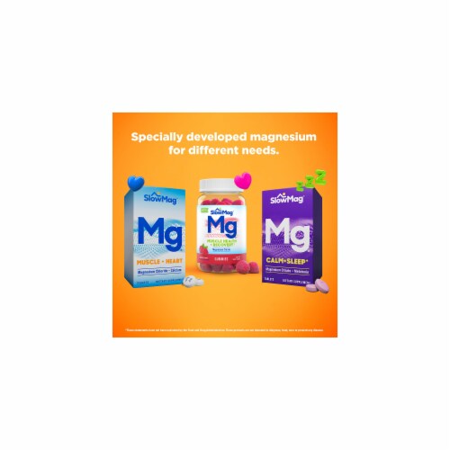SlowMag Mg Muscle Health + Recovery Gummies, Magnesium Citrate in 60ct (Pack of 10) Perspective: right