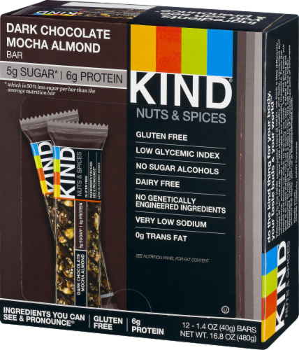 KIND Dark Chocolate Mocha Almond Nuts and Spices Bars Perspective: right