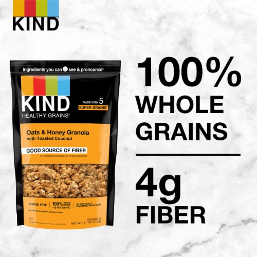 KIND Healthy Grains Oats & Honey with Toasted Coconut Granola Clusters Perspective: right