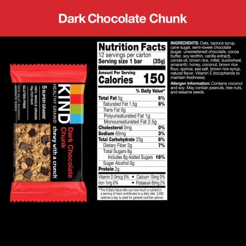KIND Gluten Free Healthy Grains Dark Chocolate Chunk Bars Perspective: right
