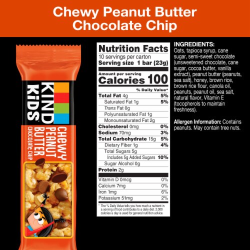 KIND Kids Chewy Peanut Butter Chocolate Chip Granola Bars Perspective: right