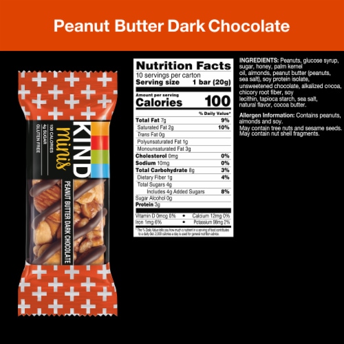 KIND Minis Gluten Free Peanut Butter Dark Chocolate Healthy Snack Bars Perspective: right