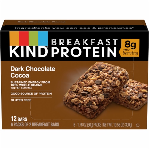 KIND Breakfast Protein Gluten Free Dark Chocolate Cocoa Breakfast Bars Perspective: right