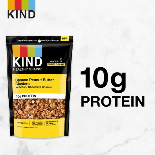 KIND Healthy Grains Banana Peanut Butter with Dark Chocolate Chunks Granola Clusters Perspective: right