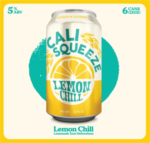 Cali Squeeze Lemon Chill Citrus Wheat Ale Craft Beer 6 Cans / 12 fl oz Perspective: right