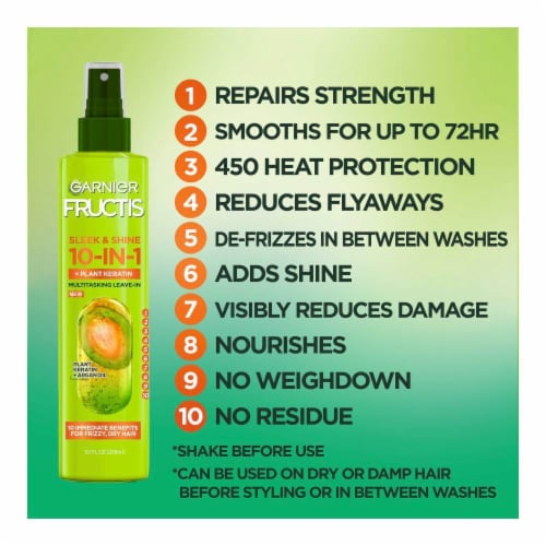 Garnier Fructis Sleek and Shine 10 in 1 Leave in Spray for Frizzy, Dry Hair Perspective: right