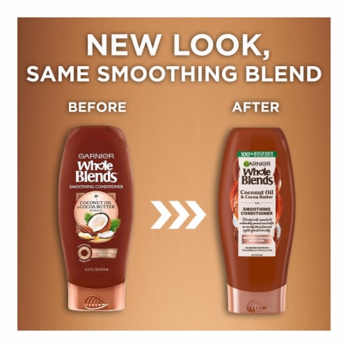 Garnier Whole Blends Coconut Oil and Cocoa Butter Smoothing Conditioner for Frizzy Hair Perspective: right