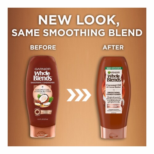 Garnier Whole Blends Coconut Oil and Cocoa Butter Smoothing Conditioner for Frizzy Hair Perspective: right