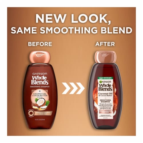 Garnier Whole Blends Coconut Oil and Cocoa Butter Smoothing Shampoo for Frizzy Hair Perspective: right