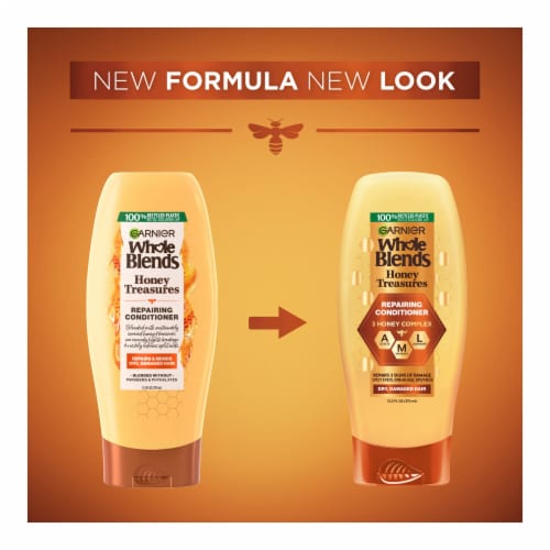 Garnier Whole Blends Honey Treasures Repairing Conditioner for Dry, Damaged Hair Perspective: right