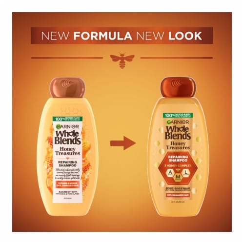 Garnier Whole Blends Honey Treasures Repairing Shampoo for Dry, Damaged Hair Perspective: right