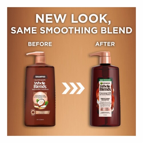Garnier Whole Blends Coconut Oil and Cocoa Butter Smoothing Shampoo for Frizzy Hair Perspective: right