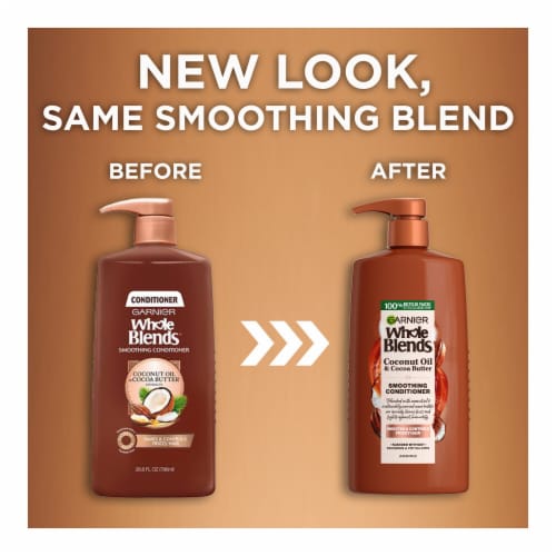 Garnier Whole Blends Coconut Oil and Cocoa Butter Smoothing Conditioner for Frizzy Hair Perspective: right