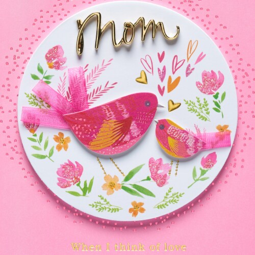 Papyrus Valentine’s Day Card for Mom (Birds with Glitter) Perspective: right