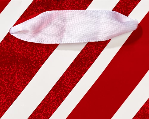 American Greetings Medium Christmas Red Stripes Gift Bag Perspective: right