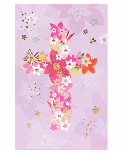 American Greetings Religious Floral Easter Card with Foil Perspective: right