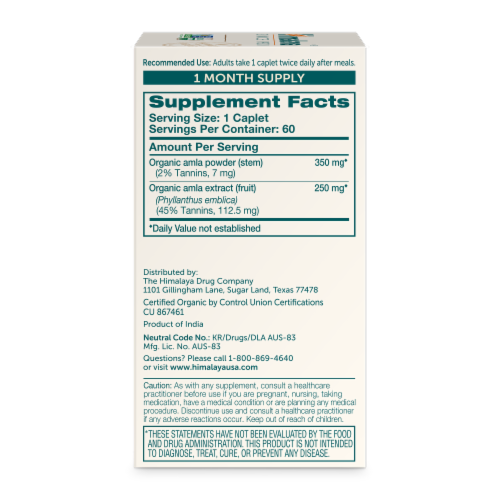 Himalaya® Organic Amla Herbal Supplement Caplets Perspective: right