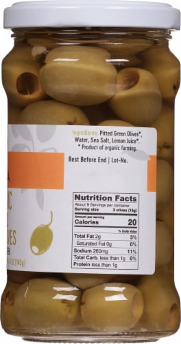 Gaea Organic Pitted Green Olives Perspective: right