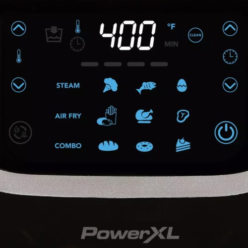 PowerXL 7-qt 10-in-1 1700W Air Fryer Steamer with Muffin Pan Black Perspective: right