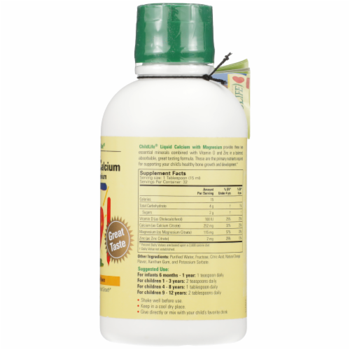 Child Life Natural Orange Flavor Liquid Calcium With Magnesium Perspective: right