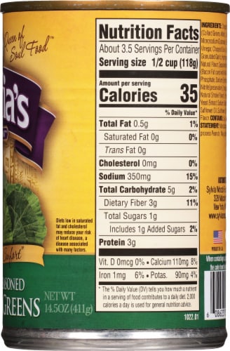 Sylvia's Specially Seasoned Collard Greens Perspective: right
