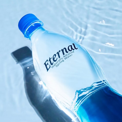 Eternal® Naturally Alkaline Spring Bottled Water Perspective: right